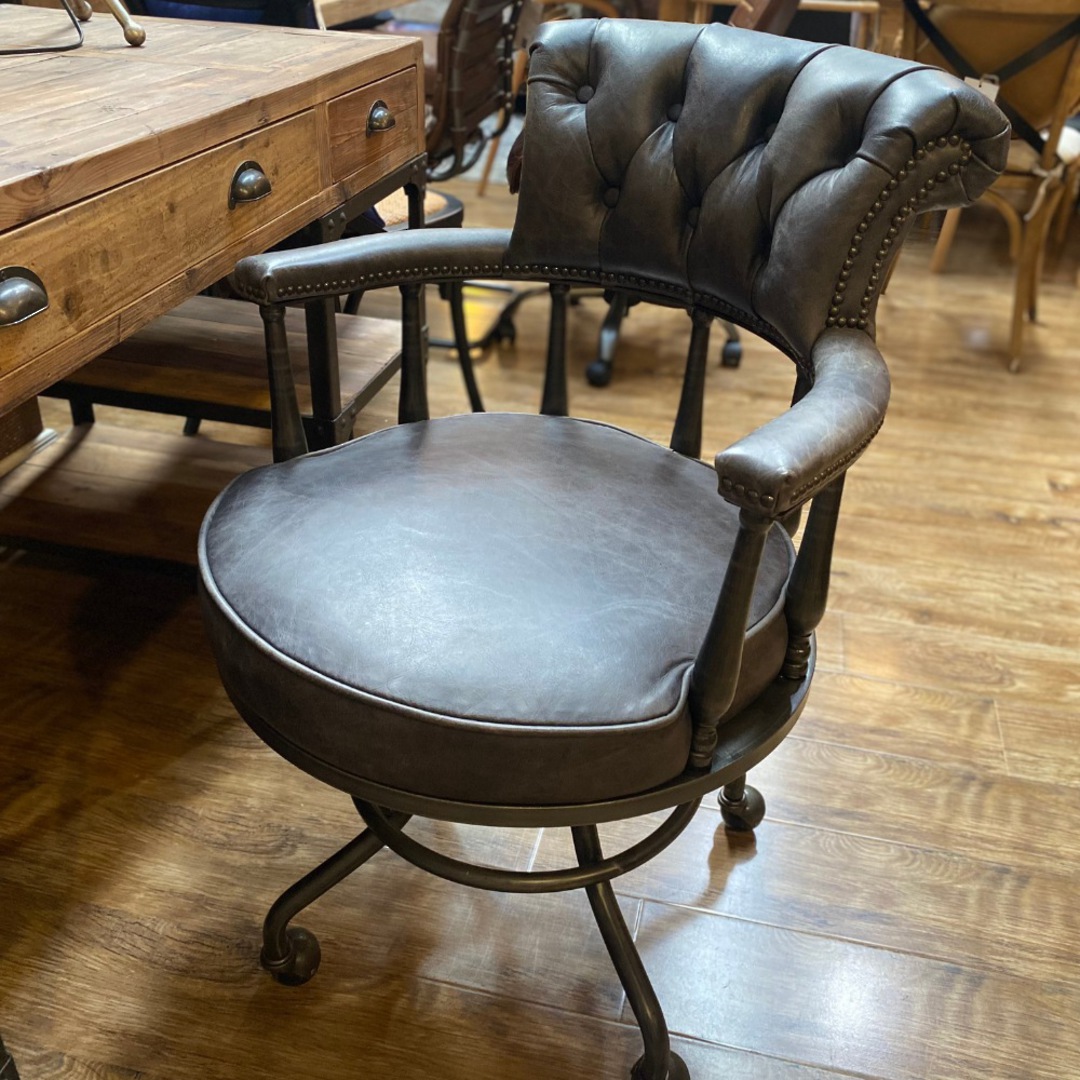 Captains Vintage Leather Office Chair Black image 1